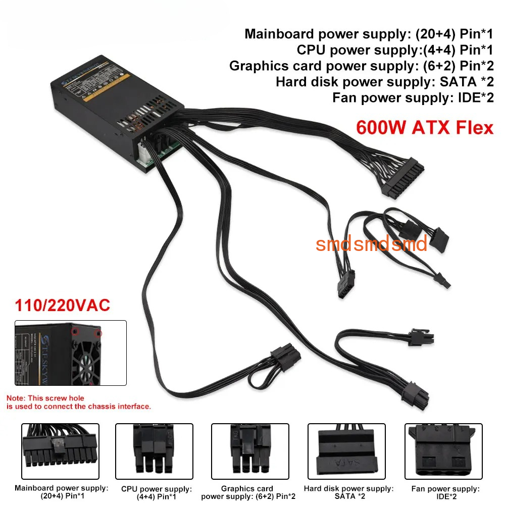 600W Modular Power Supply Smal - огляд і ціна Flex Atx Power Supply 600W 1U